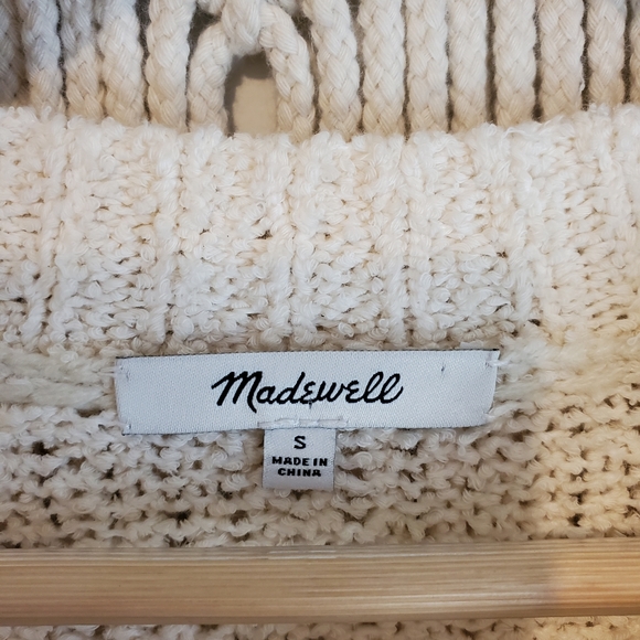 MADEWELL Cream Fringe Knit Crewneck Sweater sz S - Picture 7 of 8